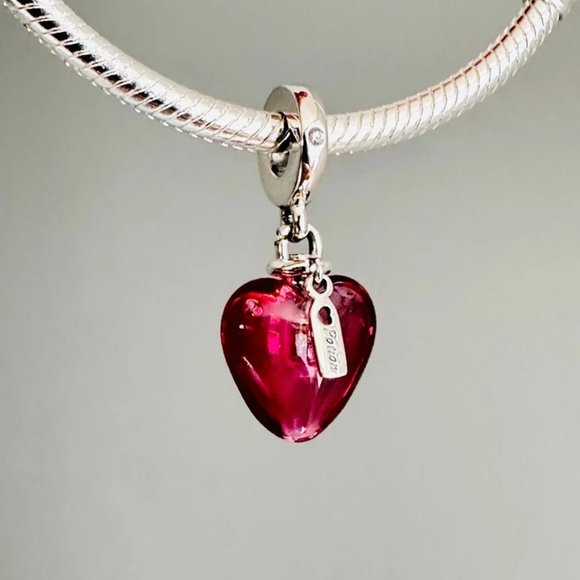 Pandora Love Potion Murano Glass Heart Dangle Charm - Picture 2 of 5